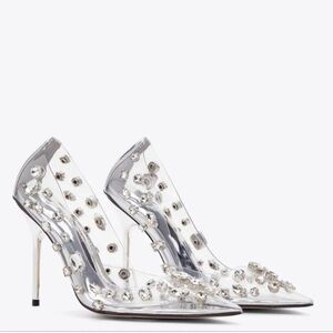 Good American Diamonds Forever Heels in Glass